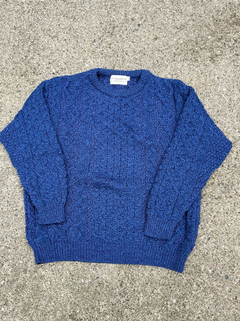 Aran Islands Knitwear 100% Wool Cable Knit Sweater Blue Unisex XS women’s S/M
